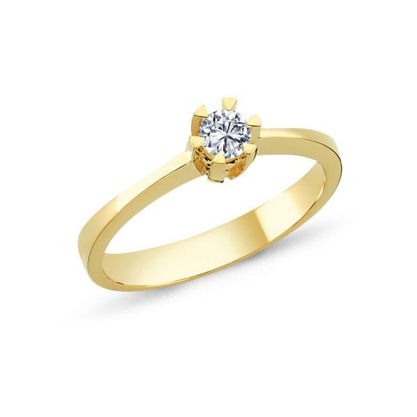 Nuran 14kt Star Ring 0,05ct W/SI gepresenteerd in helder goud met heldere briljant. ModelL1964-005RG-001.