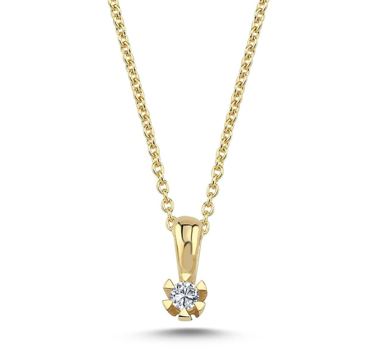 Nuran 14kt stjerne vedhæng med diamant 0,03ct W/SI i guld, forside, model 67903