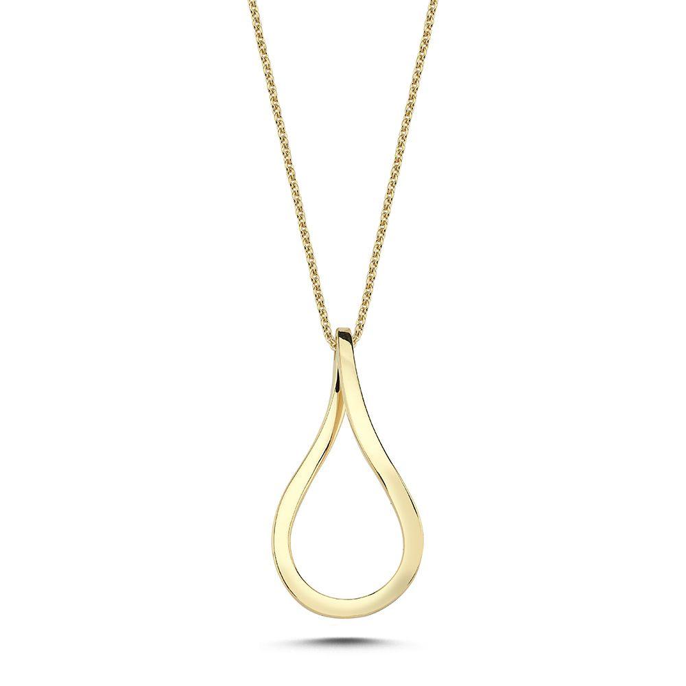 Nuran 14kt Valentina ketting met hanger, elegante druppelvormige hanger in glanzend goud aan ketting. ModelV2464-RG-1