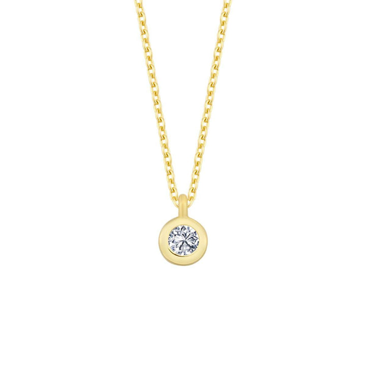 Nuran 14kt Zoe ketting 0,03ct WSI, elegante gouden ketting met enkele ronde hanger en diamant. ModelV2314-003RG-1