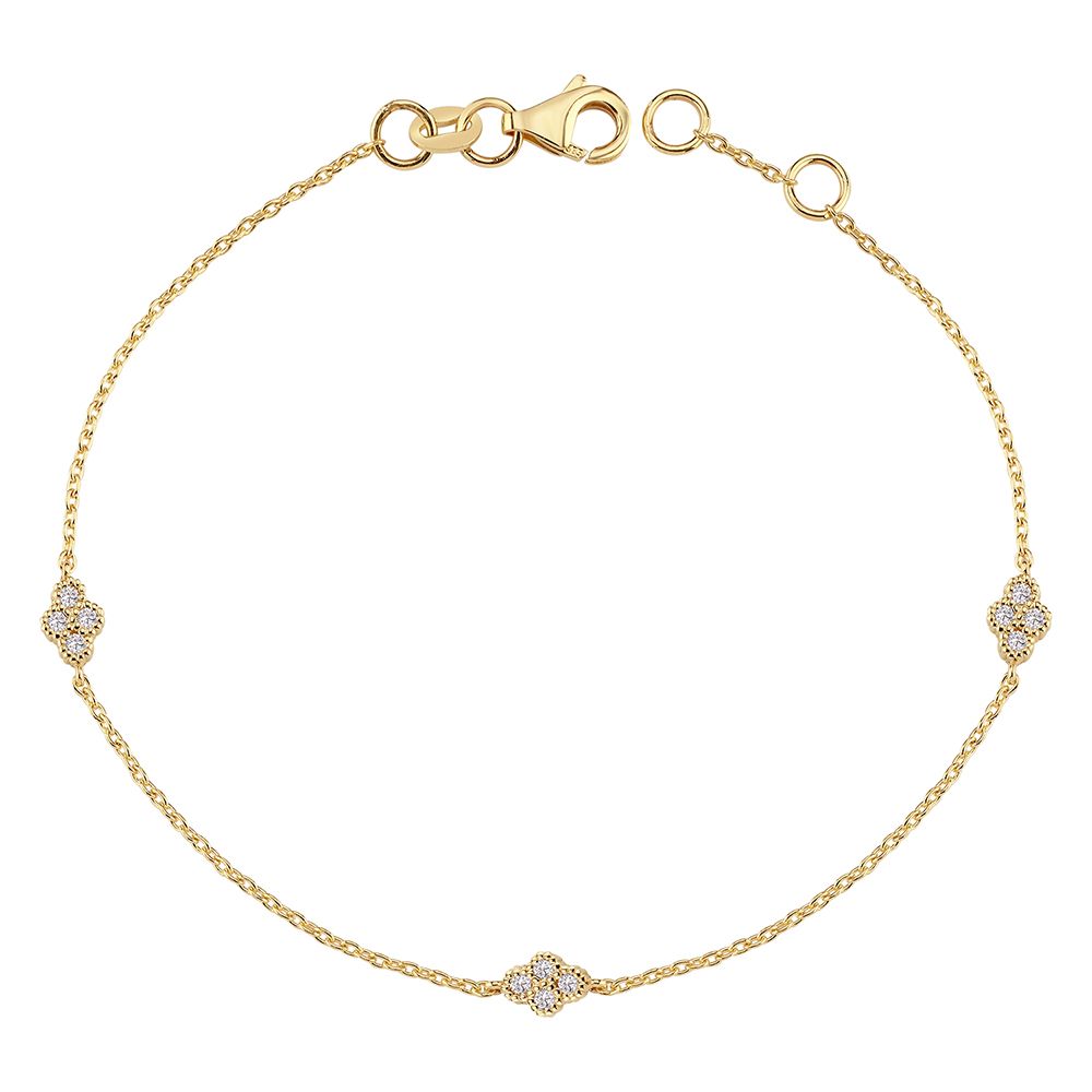 Nuran Athene 14kt Armband 0,12ct W/SI toont een elegante goudkleurige armband met kleine diamantversieringen, Model b2560-012rg-1.