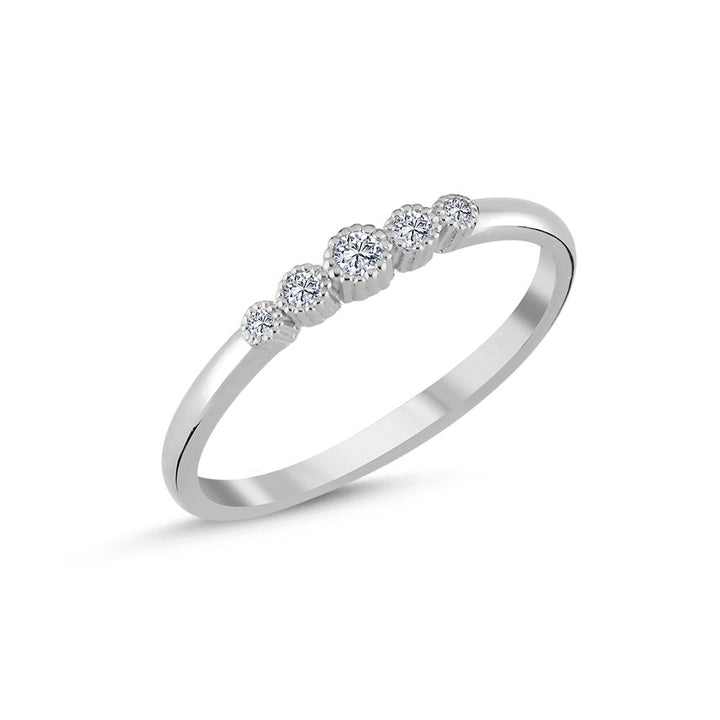Nuran Athene 14kt witgouden ring met diamanten, elegant ontwerp met vijf kleine diamanten. ModelA2564-008HG-001