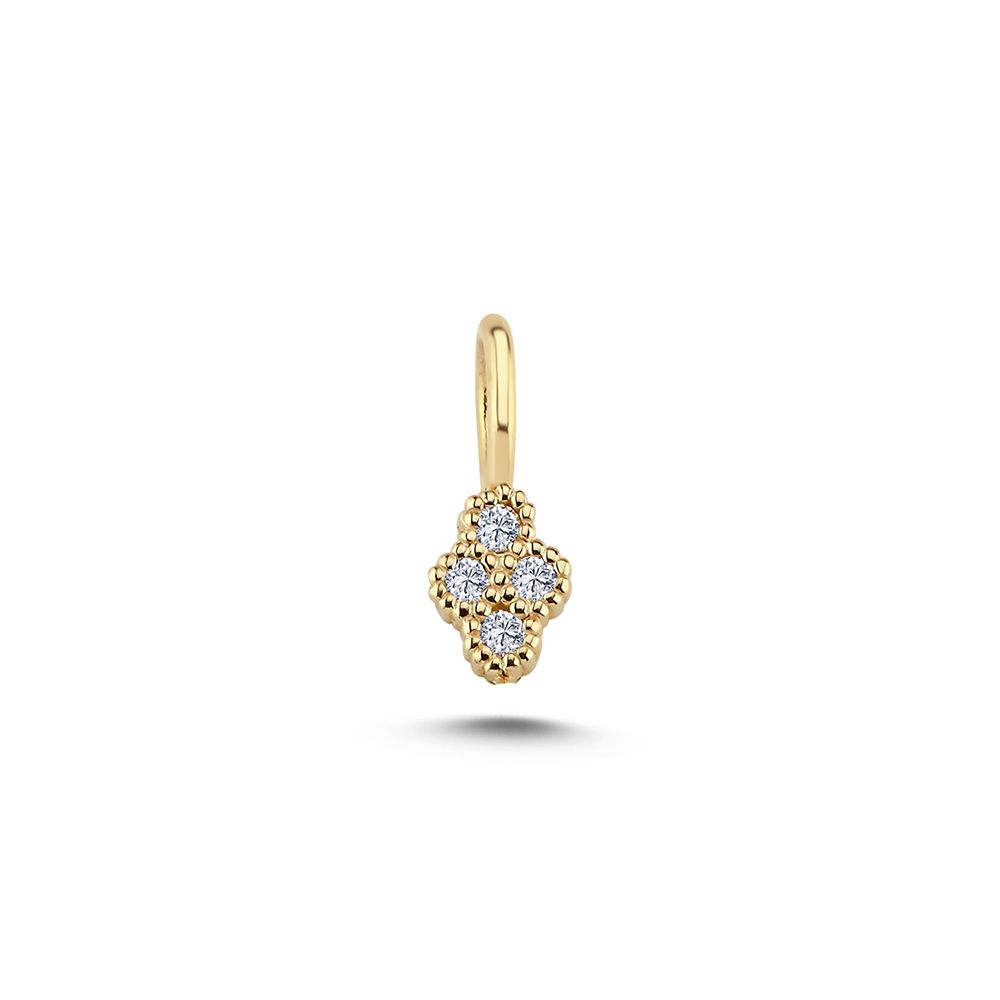 Nuran Athene 14kt Hanger 0,04ct W/SI toont een kleine elegante gouden hanger met vier fonkelende diamanten. ModelV2560-004RG-1