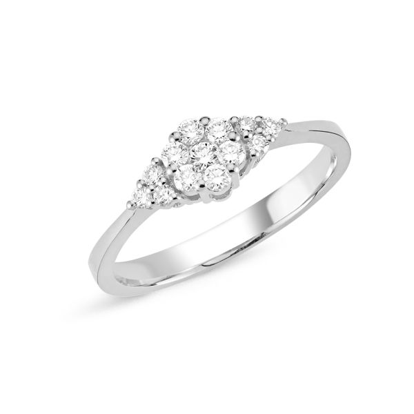 NURAN Lilja Ring 14 karaat witgoud met 0,30 ct briljanten, elegant ontwerp met glanzende diamanten. Modela3040-030hg-001