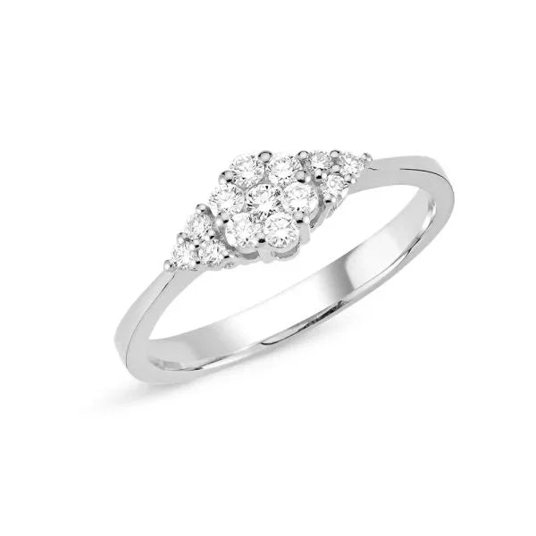 Nuran Lilja Ring 14 karat hvidguld med 0.30 ct brillanter, elegant blomstermønster, Model a3040-030hg-001