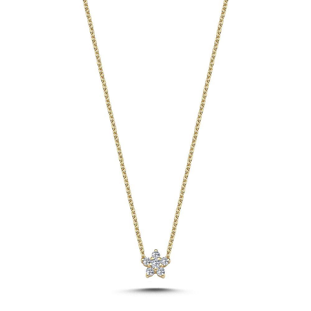 Nuran Stella 14kt. gouden ketting met diamanten ster aan ketting, elegant en eenvoudig. Modelv2440-011rg-1.