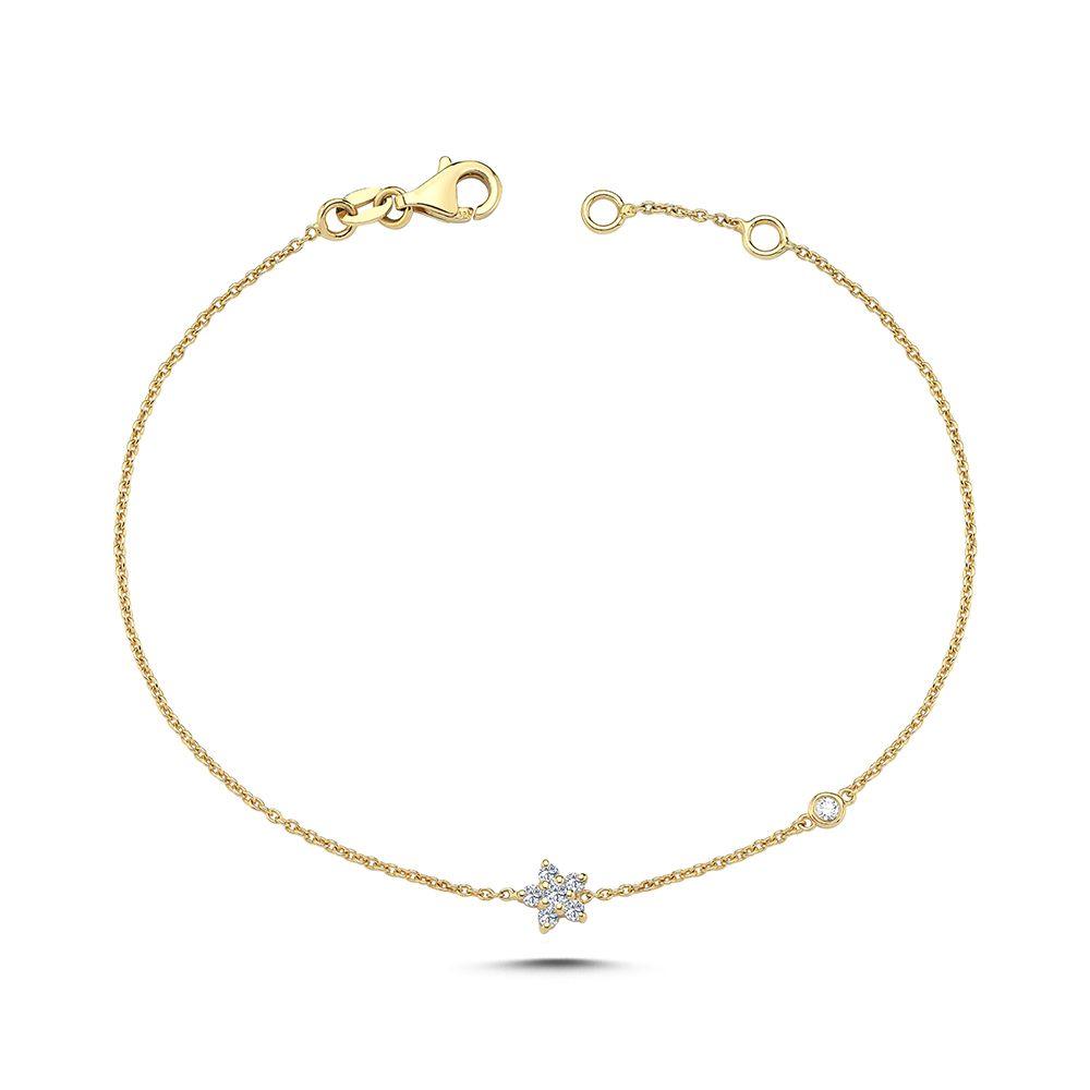 Nuran Stella 14kt gouden armband met kleine diamanten ster, elegante ketting en sterhanger. Modelb2440-013rg-1