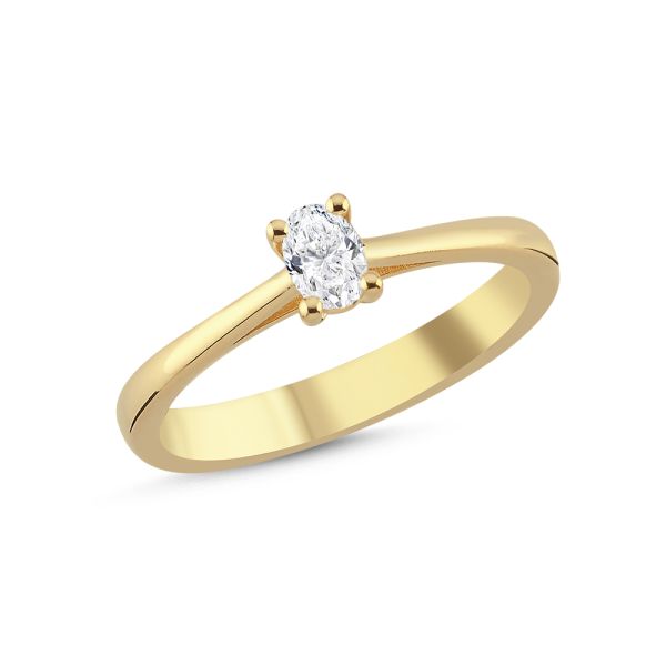 Nuran The One Oval Ring 14 karaat goud met 0,23ct W/SI diamant op enkele gouden ring, Model l1962-023rg-001-1