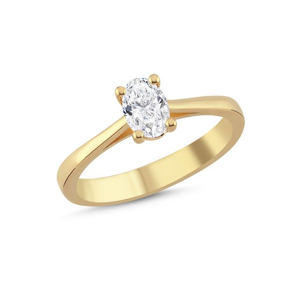 Nuran The One Oval Ring 14 karaat goud met 0,50ct W/SI diamant, elegante gouden ring met ovale briljant. Model l1962-050rg-001