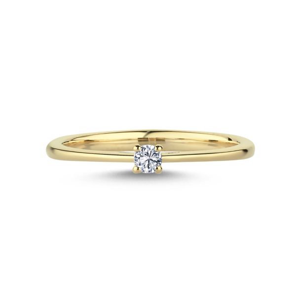 NURAN The One Ring 14 karaat goud met 0,07ct W/SI diamant, elegante solitaire ring in helder goud. ModelL1961-007RG-001