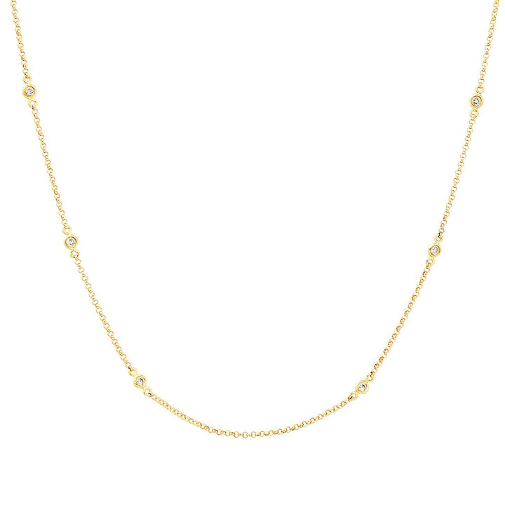 Nuran Zoe 14kt diamanten halsketting, elegante gouden ketting met kleine heldere diamanten, model V1002-0175-RG