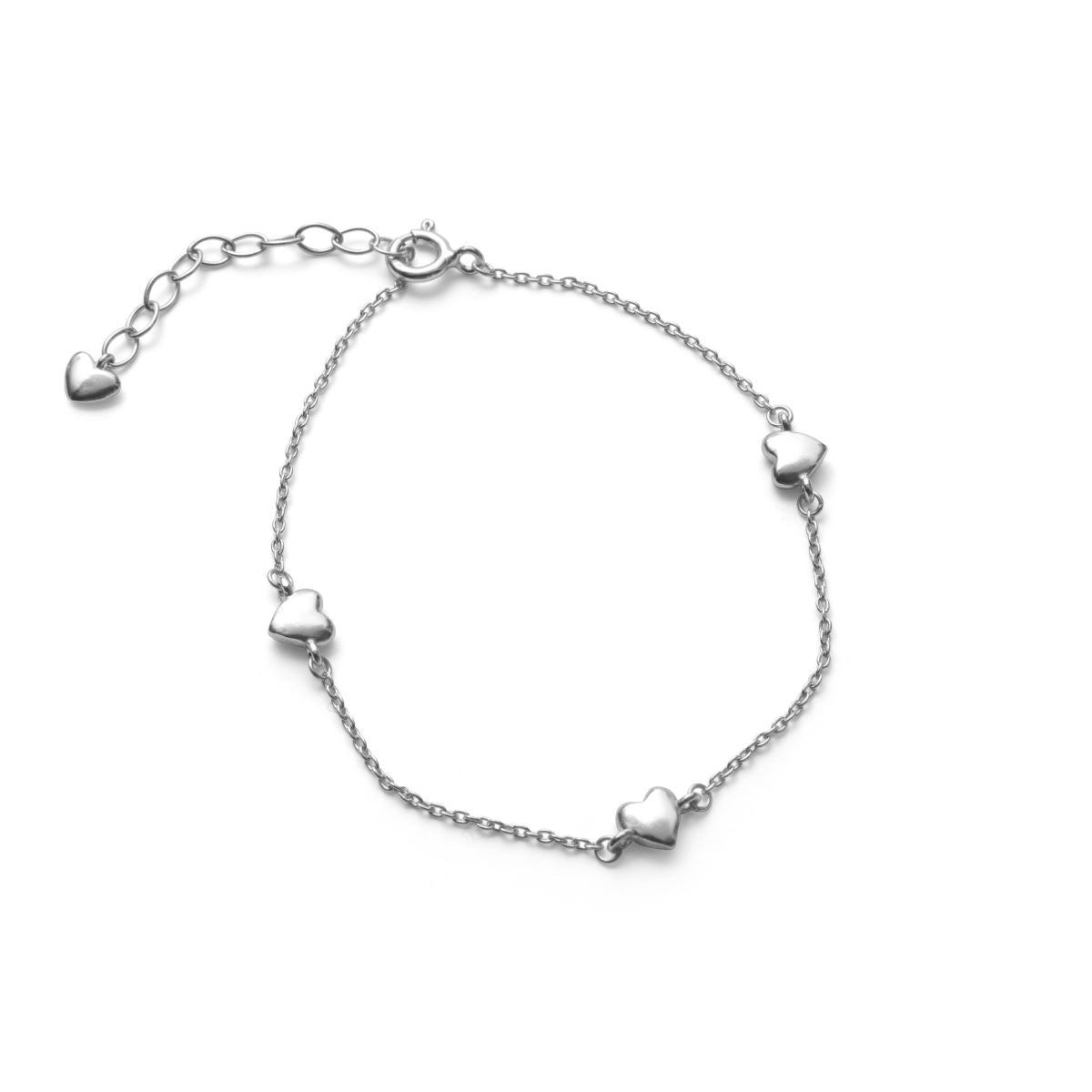 Pernille Corydon Adore armband in zilver met kleine hartjes, fijne ketting en verstelbare sluiting. Model B-508-S-1.