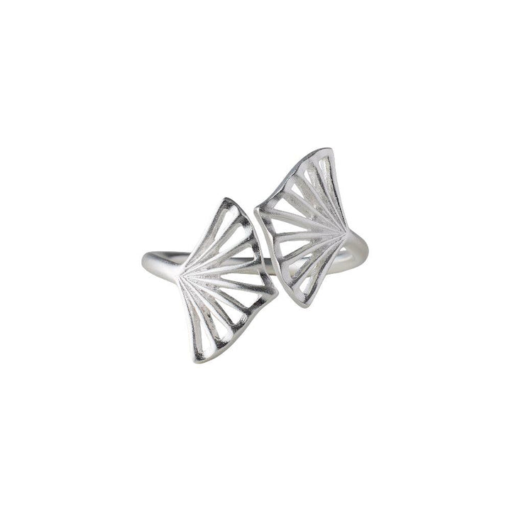 Pernille Corydon Ballerina Zilveren Ring met twee open waaiervormige elementen in mat zilver. Model R-349-S-003