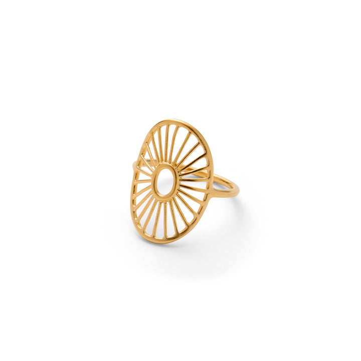 Pernille Corydon Daylight Signature Open Sunburst Design vergulde ring, model R-572-GP-001