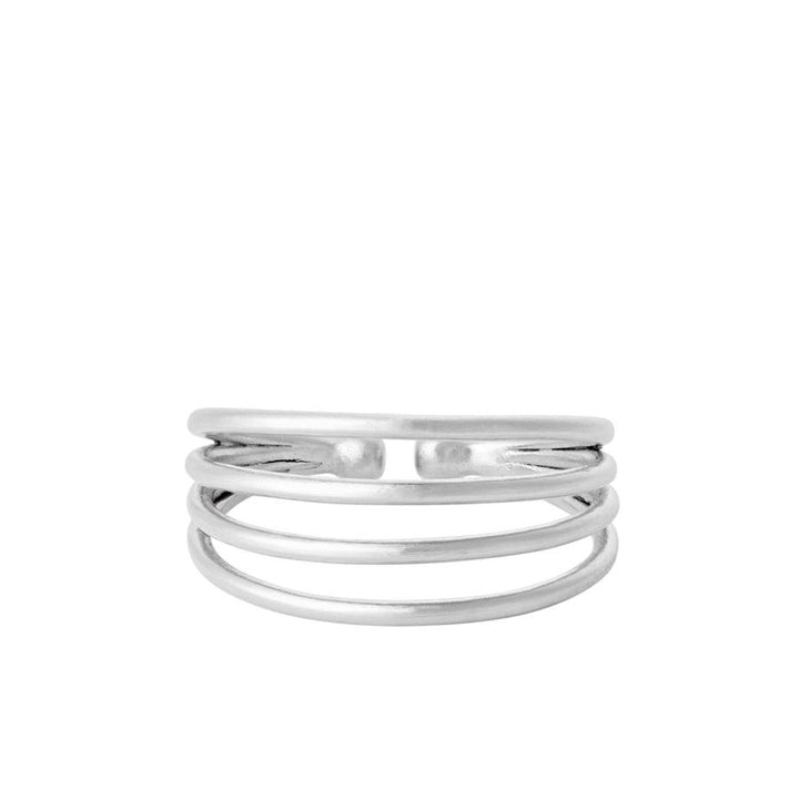 Pernille Corydon Midnight Sun zilveren ring met minimalistisch design en drie banden. Model R-668-S-001.