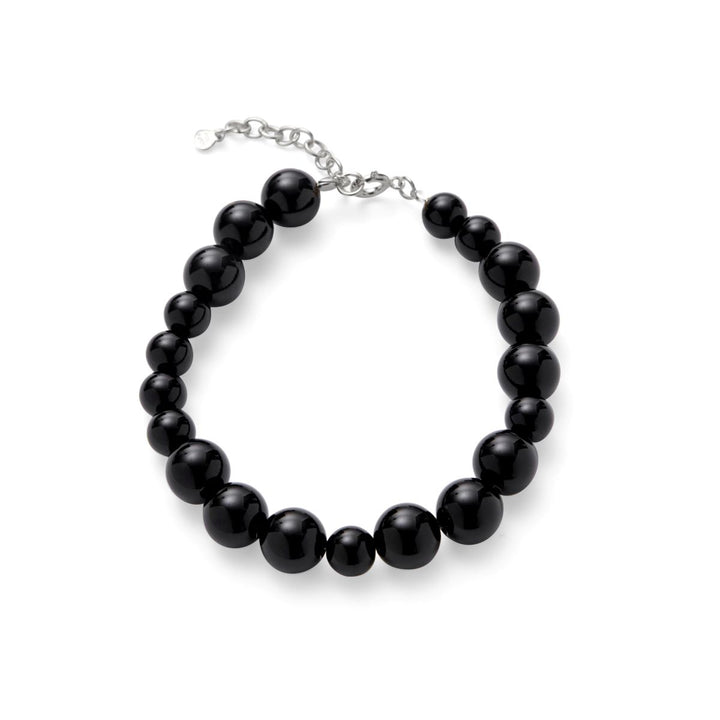 Pernille Corydon Night Sky Onyx Armband met zwarte onyx kralen en zilveren ketting. Model B-324-S.