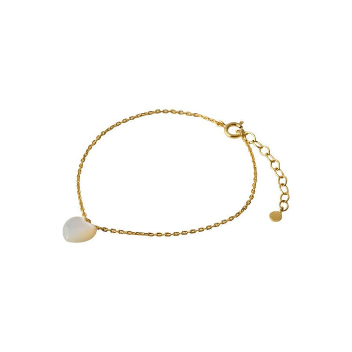 Pernille Corydon Ocean Heart vergulde armband met parelmoer harthanger aan eenvoudige ketting. Model B-387-GP.