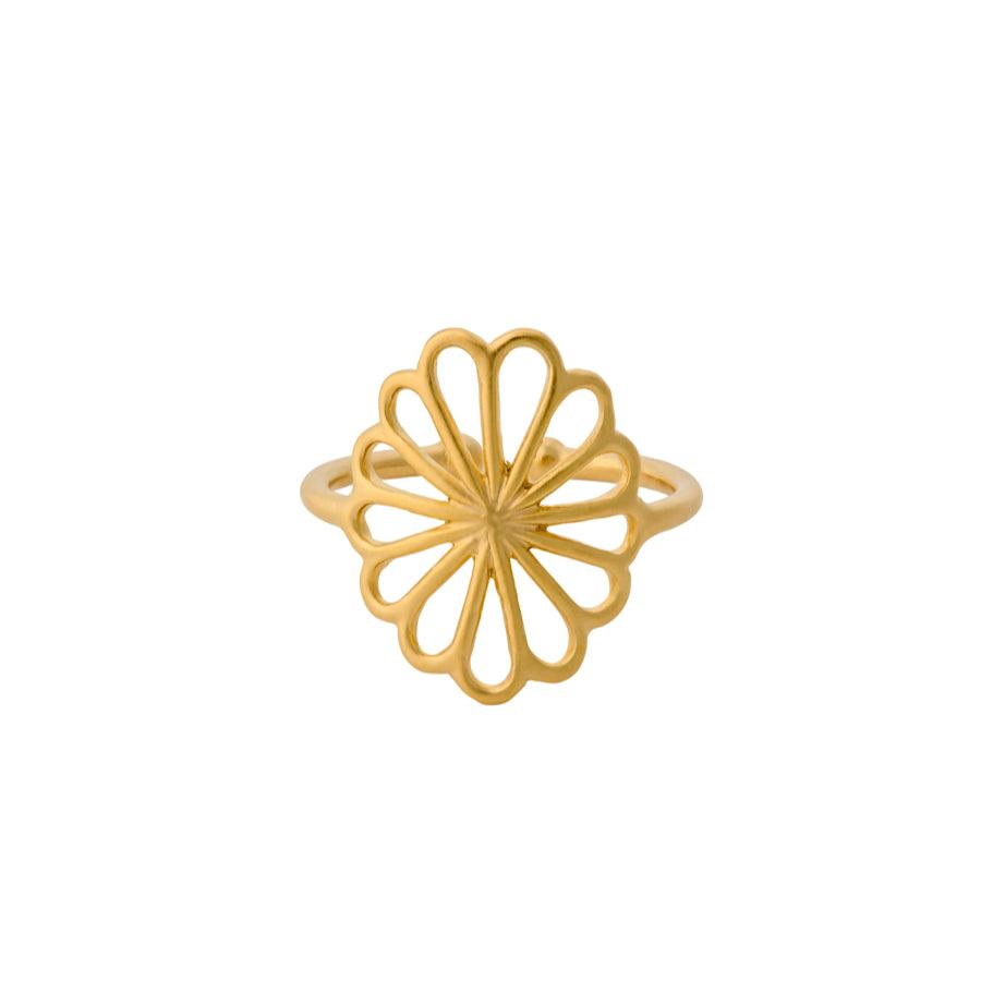 Pernille Corydon Small Bellis Ring in verguld zilver met bloemmotief, model R-326-GP-002-1