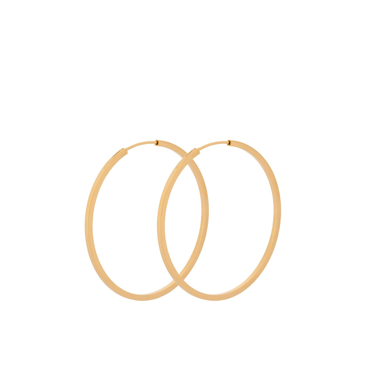 Pernille Corydon Small Orbit Hoops Gold Plated toont een paar eenvoudige ronde oorbellen met een glanzende gouden afwerking. Model E-052-GP