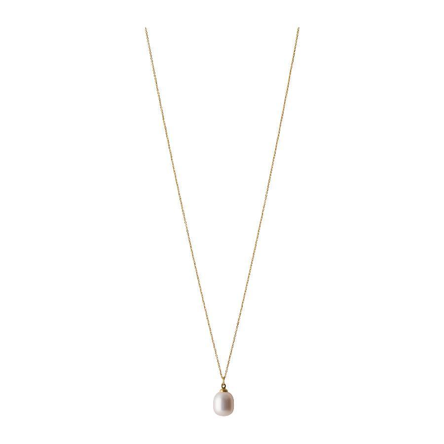 Pernille Corydon Treasure vergulde ketting met enkele witte parelhanger aan dunne ketting, model N-445-GP