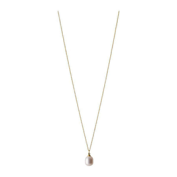Pernille Corydon Treasure vergulde ketting met enkele witte parelhanger aan dunne ketting, model N-445-GP
