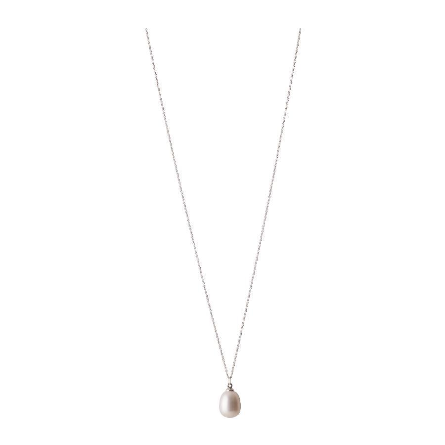 Pernille Corydon Treasure zilveren ketting met enkele witte parelhanger, model N-445-S-1.