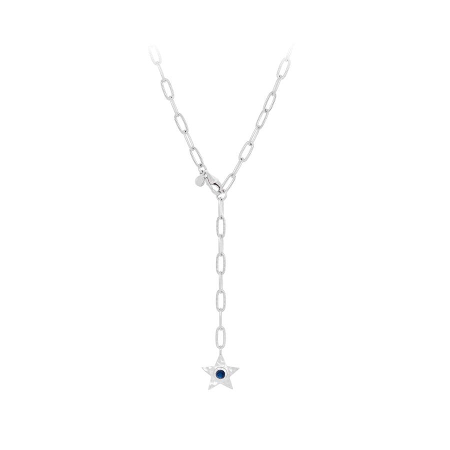 Pernille Corydon Twinkling Star ketting in zilver met sterhanger en donkere steen. Model N-382-S-1