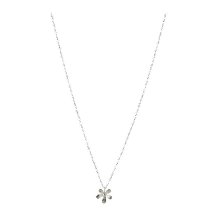 Pernille Corydon Wild Poppy ketting in zilver met eenvoudige bloemhanger aan dunne ketting. ModelN-363-S.