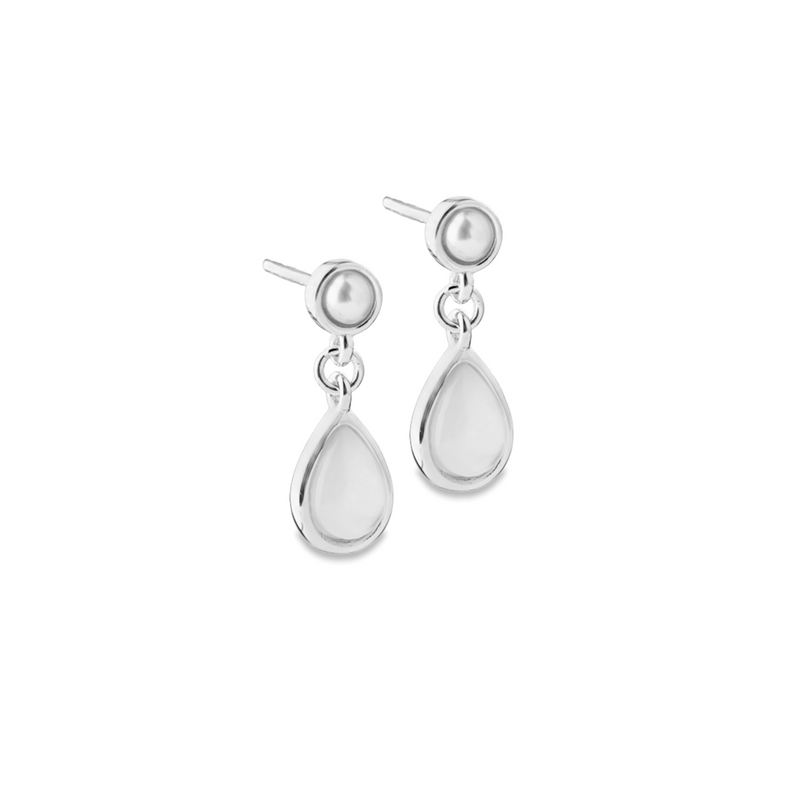 Aqua Dulce Celestia Pearl Drop Earrings In Silver