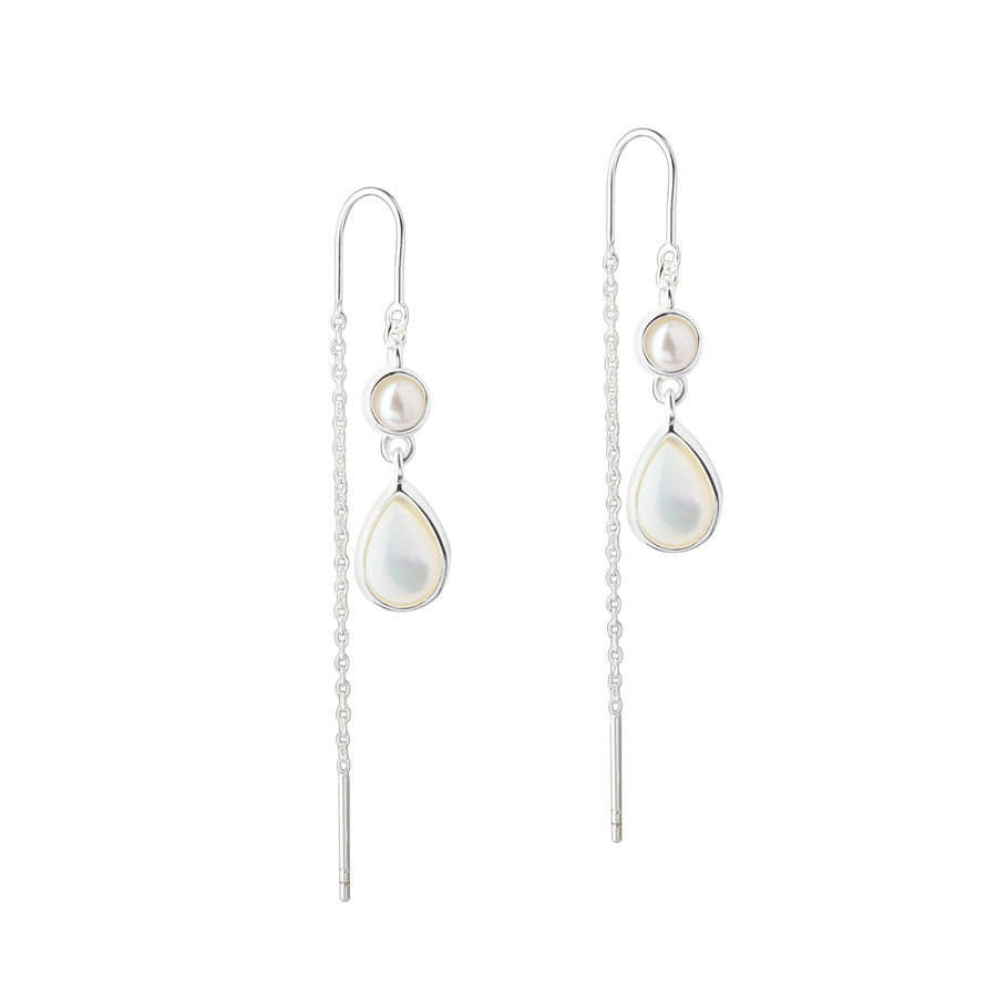 Aqua Dulce Celestia Pearl Drop Earrings In Silver