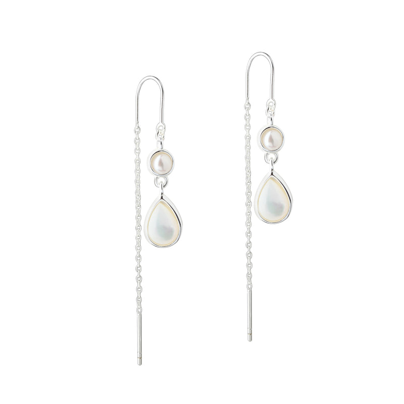Aqua Dulce Celestia Pearl Drop Earrings In Silver