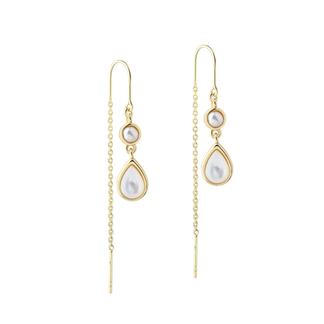 Aqua Dulce Celestia Pearl Drop Earrings In Gold Plated Silver