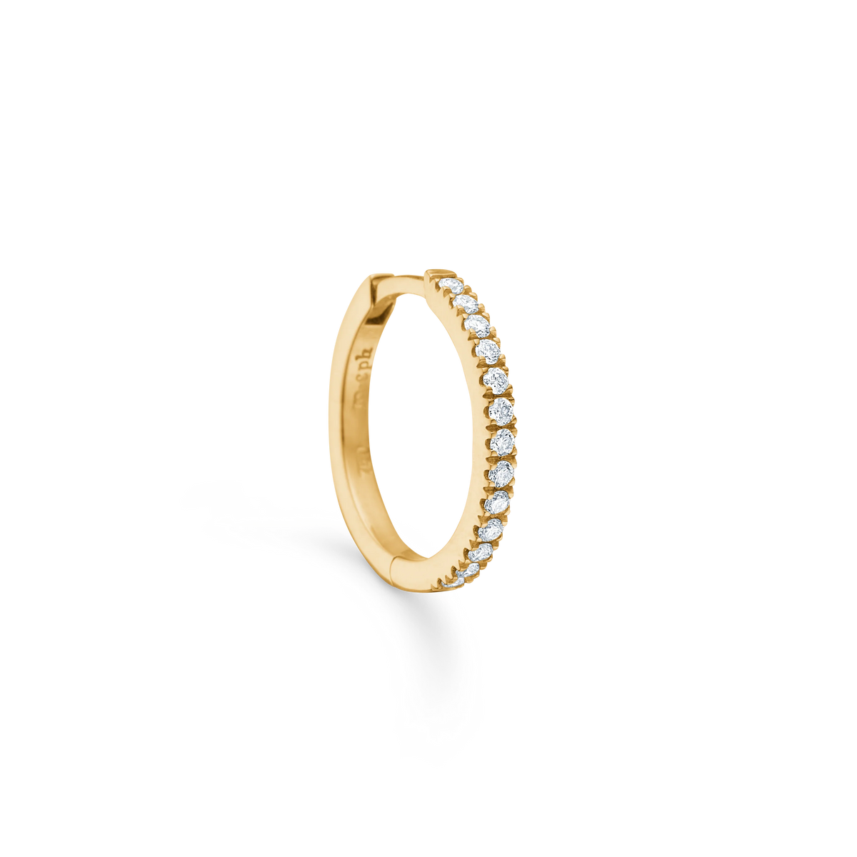 RO Copenhagen Rock Classic Diamond Creole Small 18kt gouden oorbel met diamanten, model E110Y110-1.