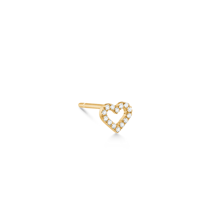 RO Copenhagen Symbolen Open Heart Diamond Earrings in 18 karaat goud met kleine hartvormige diamanten. ModelE111Y106-1