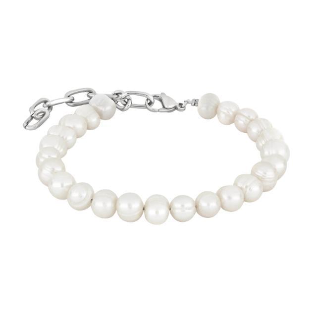 Son of Noa herenarmband met ronde witte kralen en verstelbare zilverkleurige sluiting. Modelnummer 80890172723.