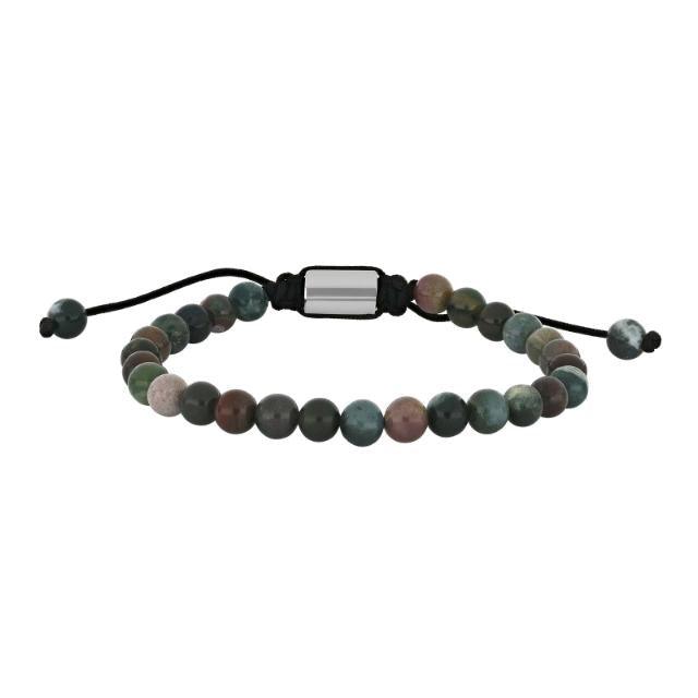 Son of Noa Herenarmband met donkere natuurstenen aan zwart koord, verstelbare sluiting. Modelnummer 80890222700
