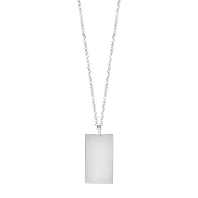 Son of Noa herenketting van staal met glanzende, rechthoekige hanger aan ketting. Model 20890252700.