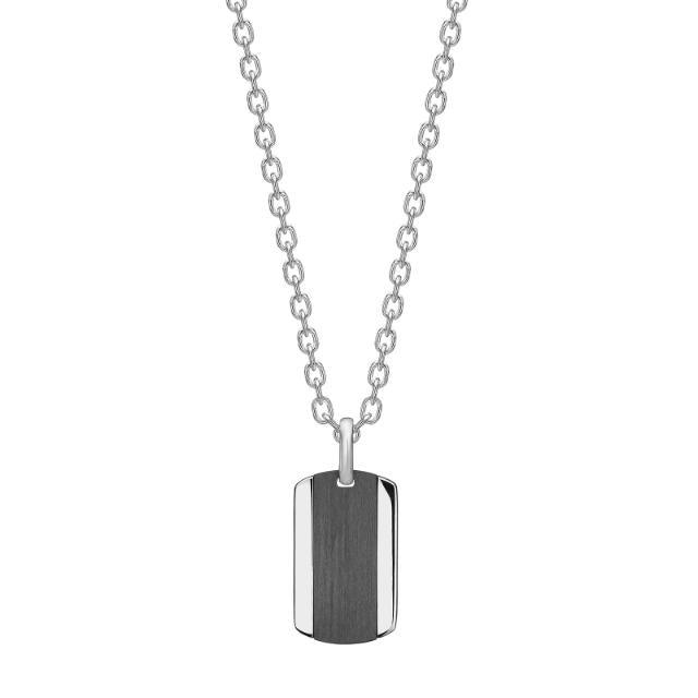 Son of Noa herenketting van staal en carbon met rechthoekige zwarte hanger, model 20840052700.