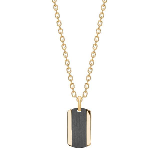 Son of Noa herenketting in staal en carbon IP-goud met glanzende hanger in zwart en goud, model 20840052800