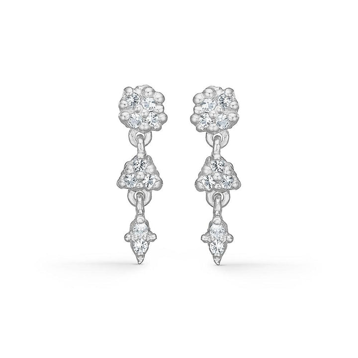 studio-z zilveren clusteroorbellen met zirkonia, elegant hangend ontwerp in zilver met heldere stenen, model 7117844-1