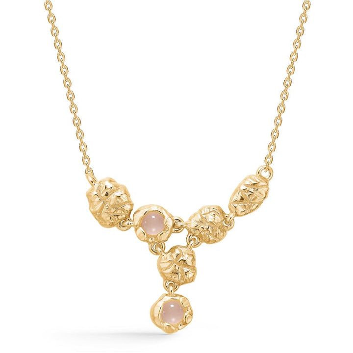 Studio Z Element ketting met roze zirkonia in een gouden look, elegant design op een witte achtergrond. Model 7227854-1