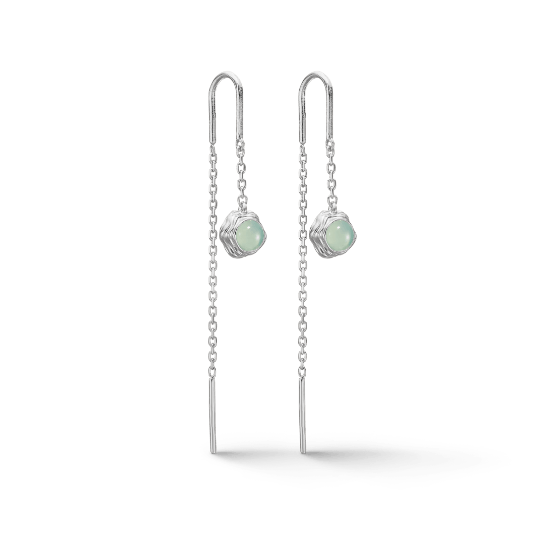 Studio Z Endless Waves oorbellen met groene zirkonia, elegante zilveren ketting en ronde groene steen. Model 7107913-1