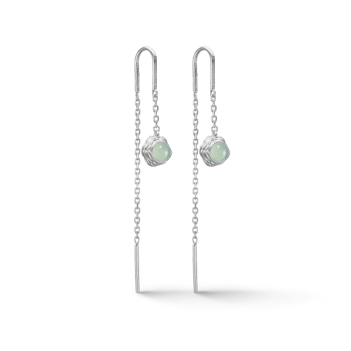 Studio Z Endless Waves oorbellen met groene zirkonia, elegante zilveren ketting en ronde groene steen. Model 7107913-1