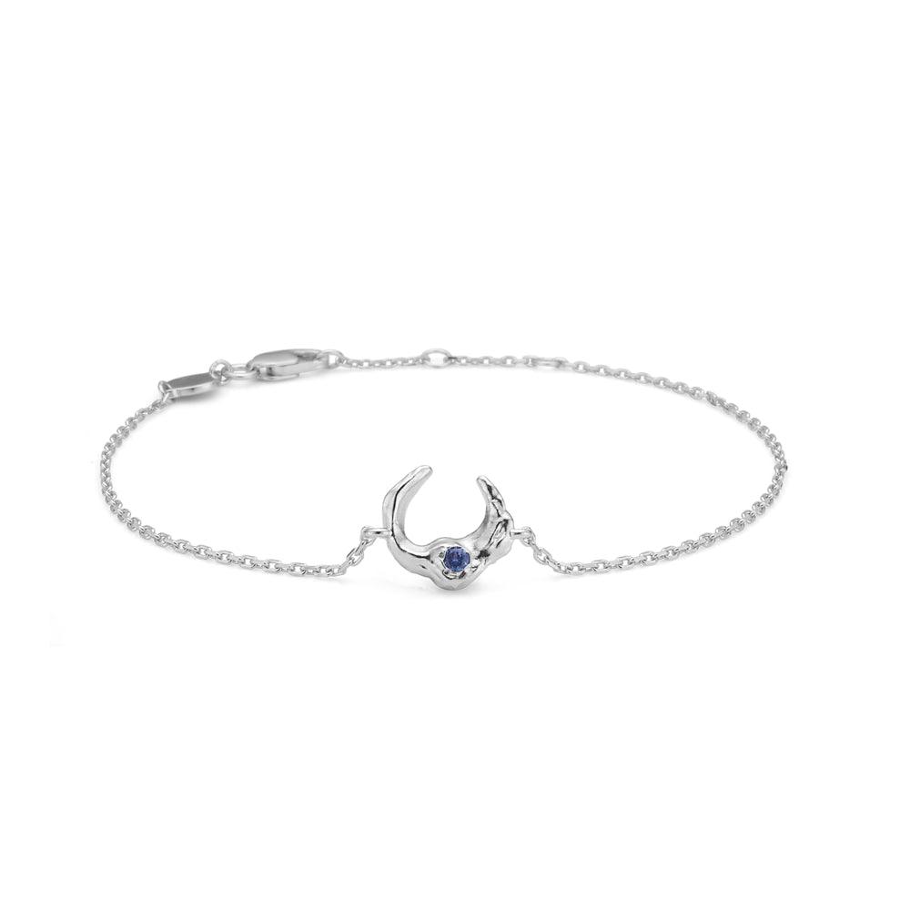 Studio Z Lunar Solv-armband met. Blauwe Zirkonia in zilveren ketting, eenvoudig en elegant. Model 7157881-1
