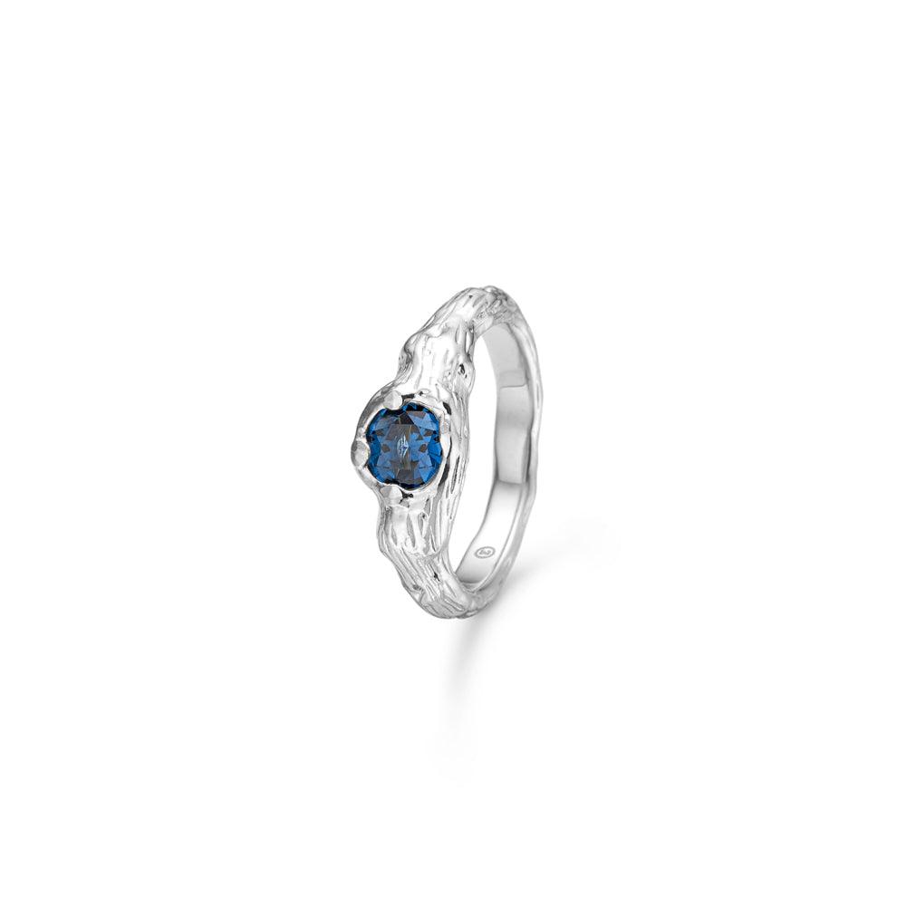 Studio Z Misty Forest Ring Zilver met blauwe stenen, toont organische structuur en elegant design. Model 7147821-001-1