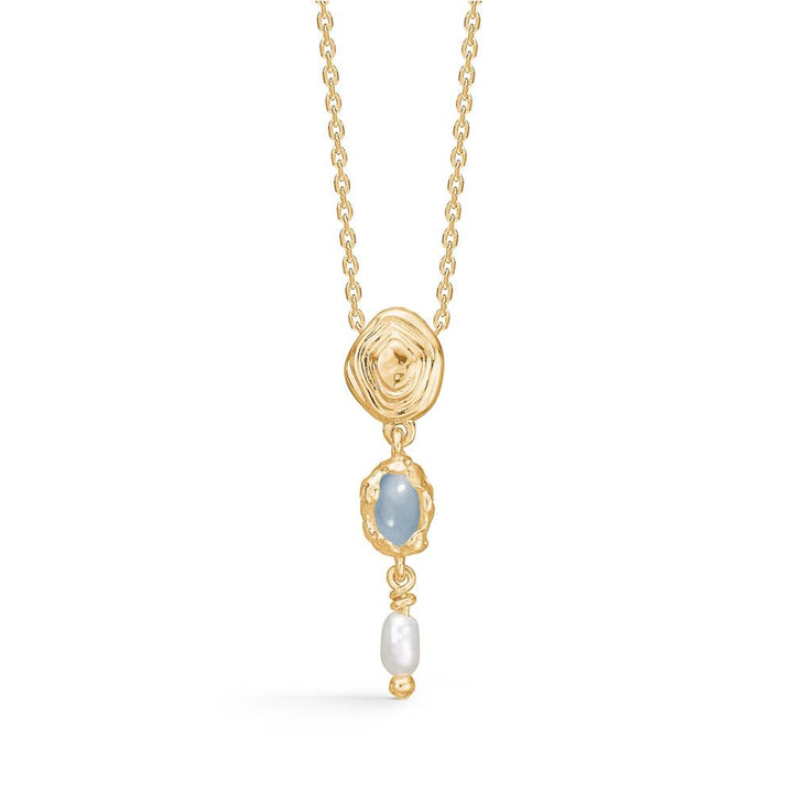 studio-z-schelp-vergulde-ketting-eend-hanger-met-parel prachtige vergulde ketting met unieke hanger en zoetwaterparel. Model 7227858-1