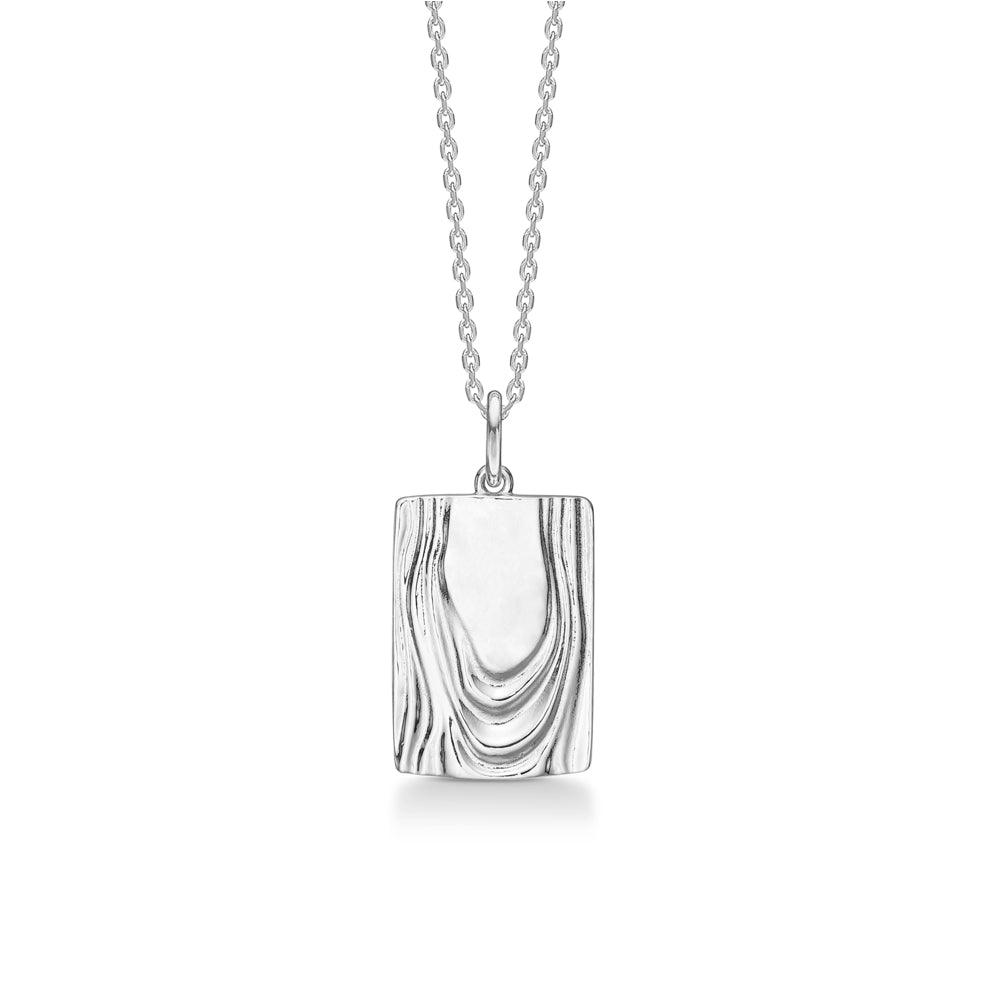 Studio Z Schelpketting met rechthoekige hanger in zilverlook en organisch patroon, model 7120835-1