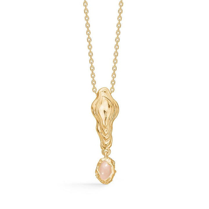 Studio Z Schelpketting Vergulde hanger met roze zirkonia, elegante ketting met organisch gevormde hanger, model 7227859-1