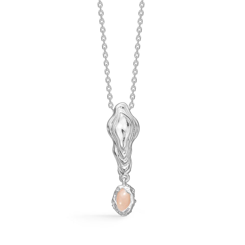 Studio Z Shell Solv Ketting met roze zirkonia, let op uniek organisch hangerontwerp. Model 7127859-1