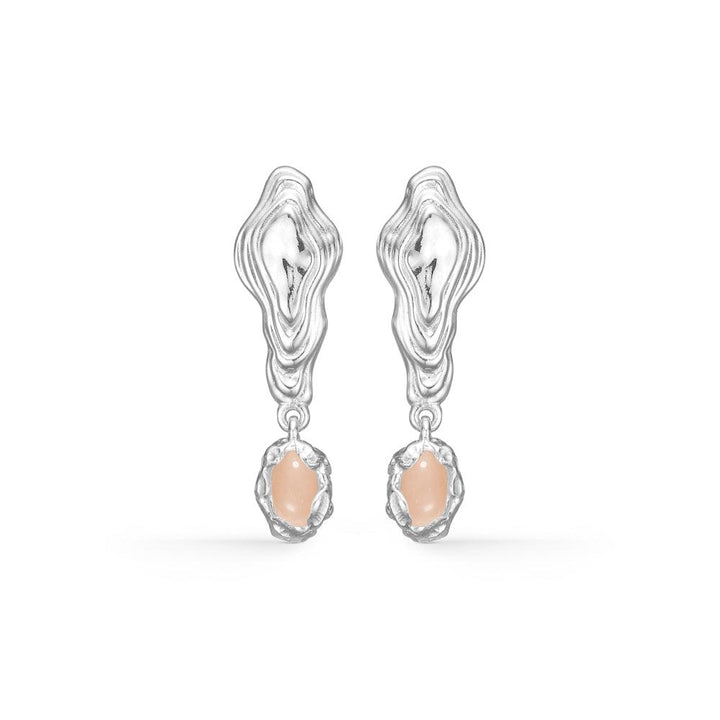 Studio Z Shell Solv Oorbellen met roze zirkonia, unieke organische vormen in glanzend zilver, Model 7117859-1.